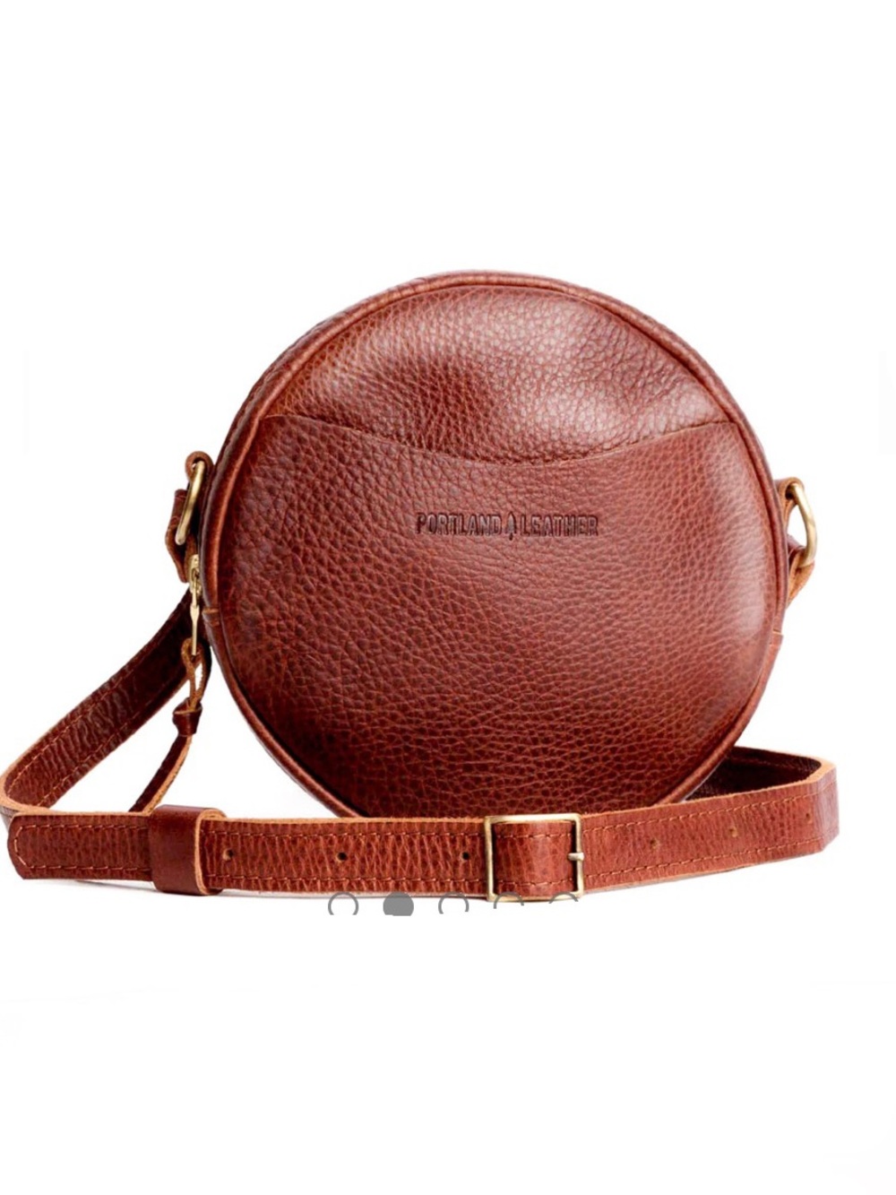 Portland Leather Round Crossbody Bag - Brown in nutmeg